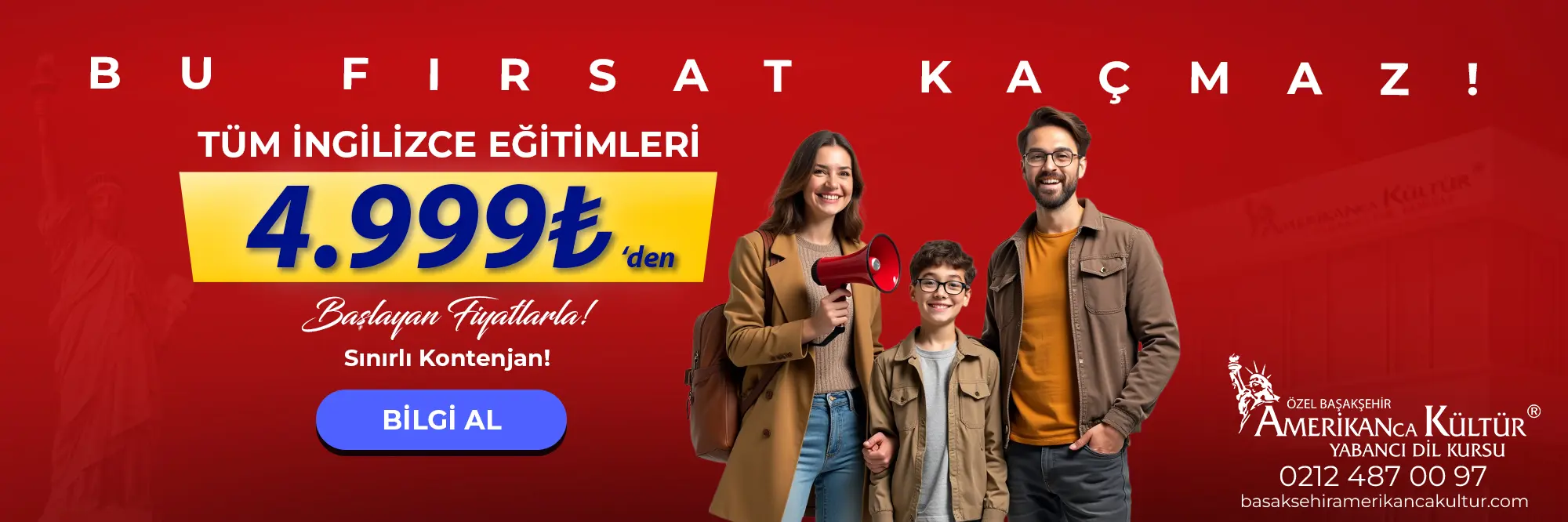Tüm İngilizce Eğitimlerinde Muhteşem Fırsat
